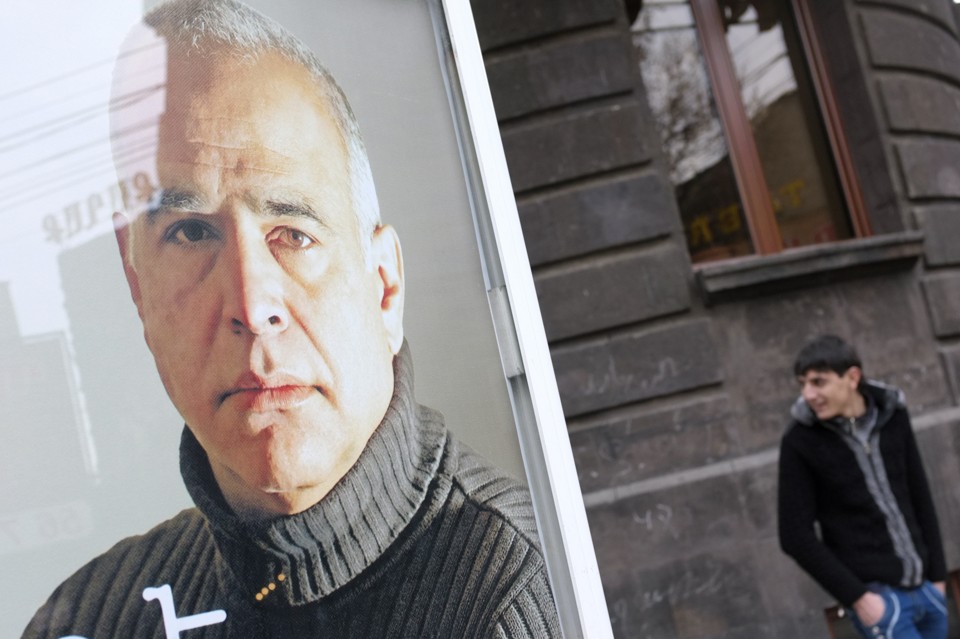 Raffi Hovannisian’s campaign poster on a street in Yerevan (David Mdzinarishvili / Reuters)